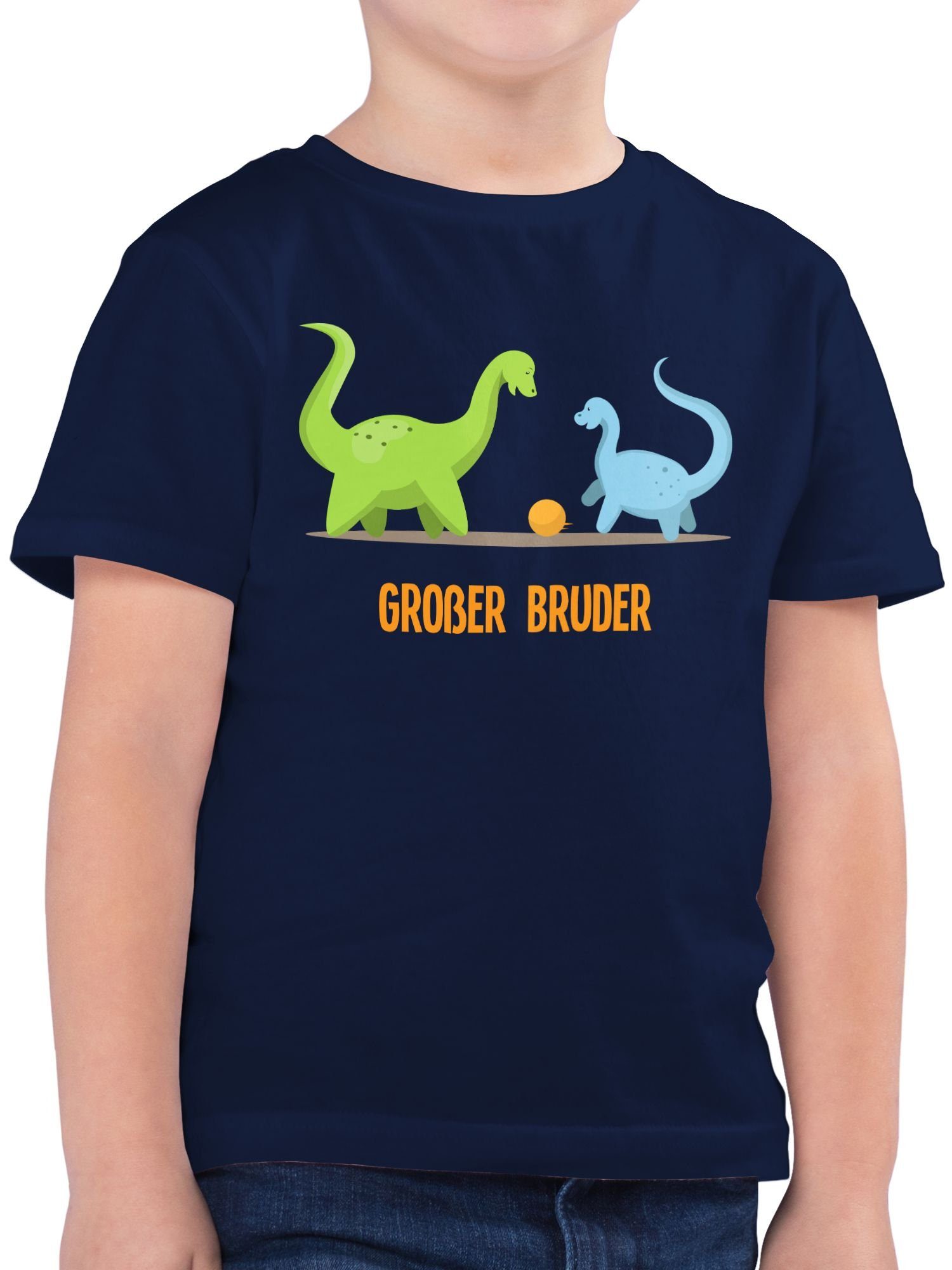 Shirtracer T-Shirt Großer Bruder Dinosaurier Großer Bruder 01 Dunkelblau