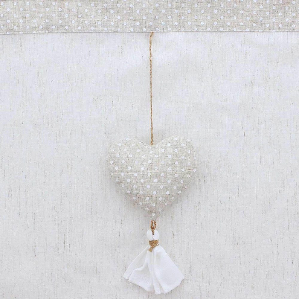 Home-trends24.de Scheibengardine Herz Gardine Fenstervorhang Landhaus Creme Leinenoptik