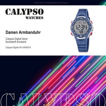 CALYPSO WATCHES Digitaluhr Calypso Unisex Uhr Digital K5801/5, (Digitaluhr), Damen, Herrenuhr rund, mittel (ca. 35mm) Kunststoffarmband, SportStyle