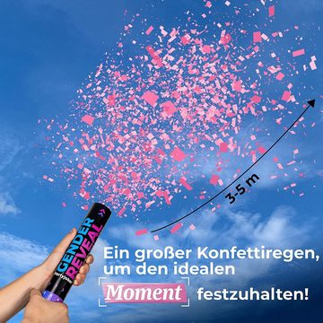 Praknu Konfetti 4 Gender Reveal Konfettikanonen 30cm, Biologisch Abbaubares FSC Konfetti, Einfach & Sicher zu Bedienen