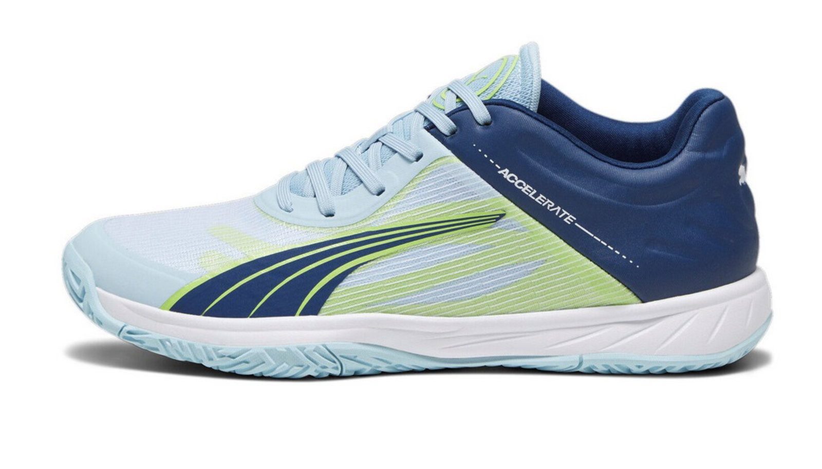 PUMA Hallen-Indoorschuhe Accelerate Turbo dunkelblau/hellblau/grün Herren Badmintonschuh – Bild 2 von 5