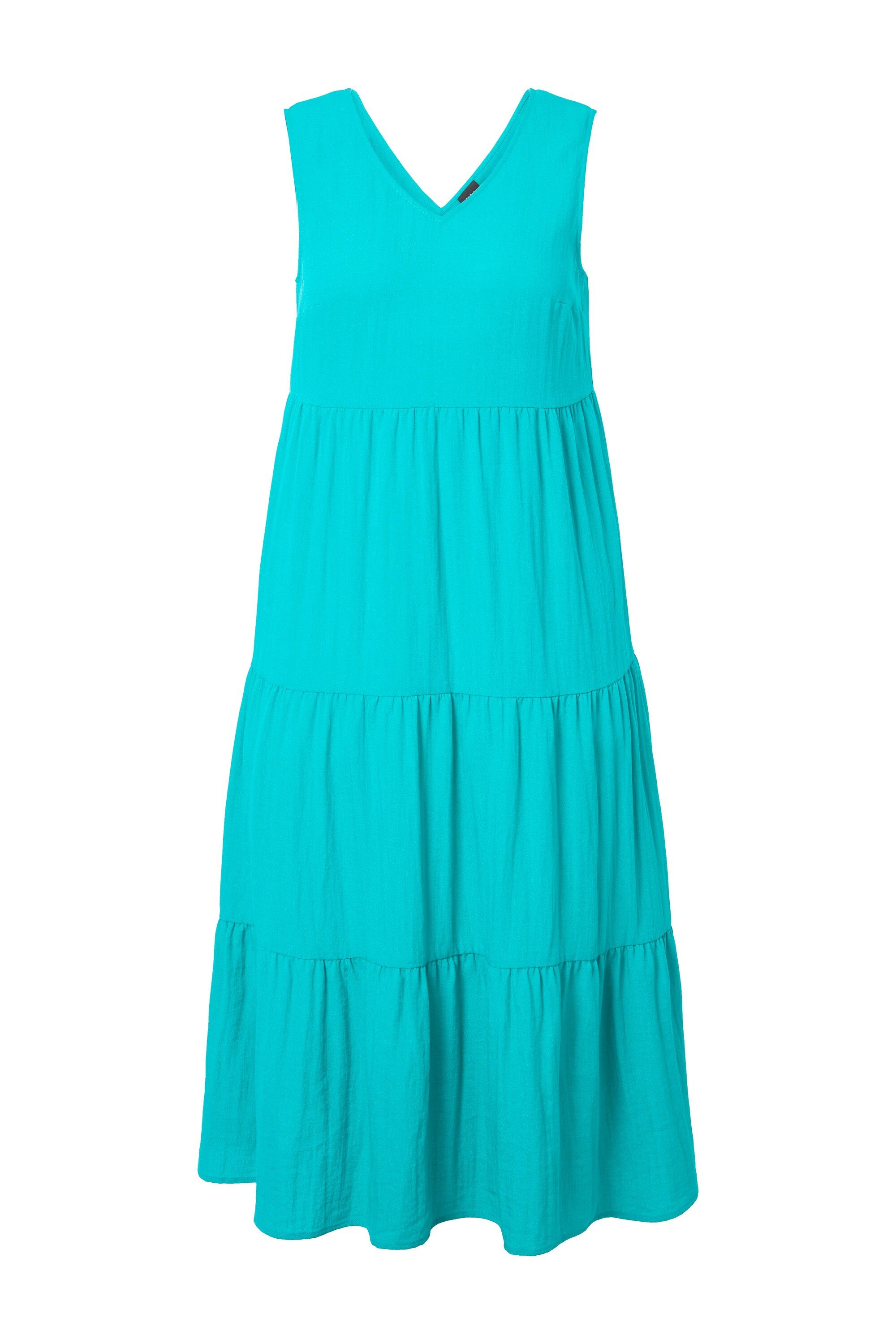 Ulla Popken Maxikleid Stufen-Maxikleid A-Linie V-Ausschnitt ärmellos – Bild 2 von 4