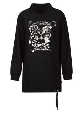 Trigema Sweatshirt TRIGEMA Longshirt mit schimmerndem Leo-Print