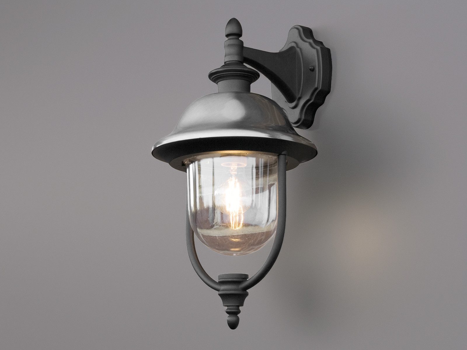 KONSTSMIDE LED Außen-Wandleuchte große Wandlaterne hängend, Höhe 49cm, LED wechselbar, Warmweiß, Wand Außenleuchte, Fassadenbeleuchtung Landhausstil inkl. Leuchtmittel