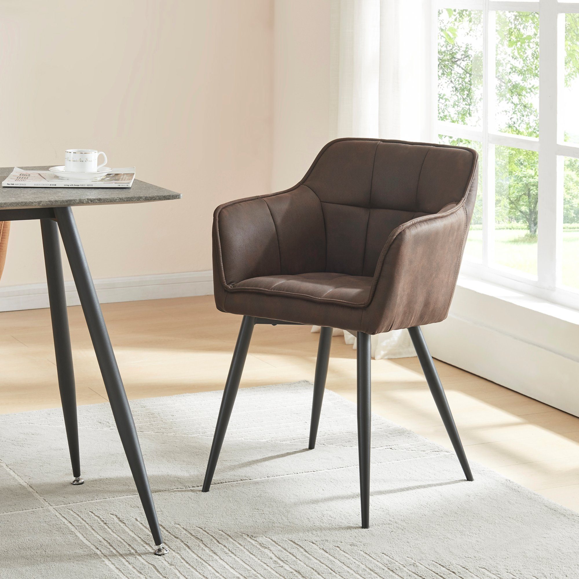 en.casa Esszimmerstuhl, »Birmingham« gepolstert 81x57x53 cm günstig online kaufen