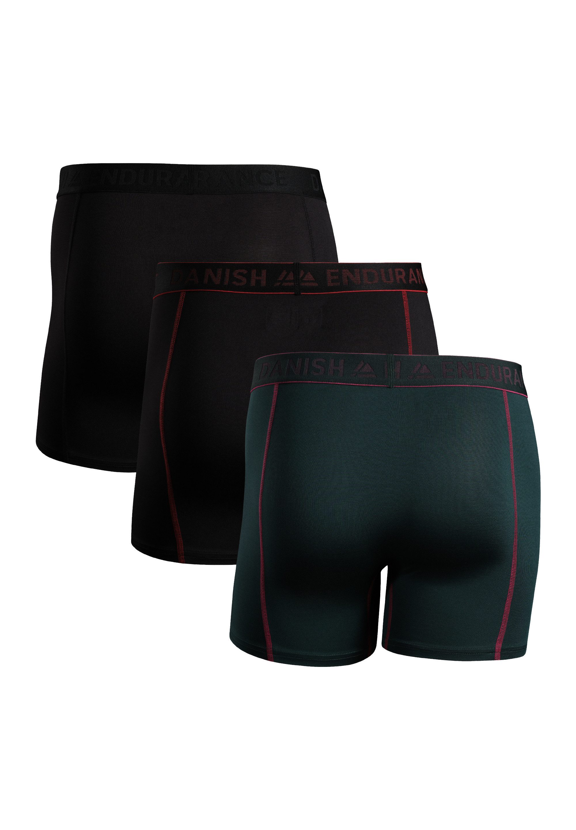 DANISH ENDURANCE Boxershorts Sports Trunks (3-St) Schnelltrocknende Sportunterhose, ohne Aufrollen & Verrutschen