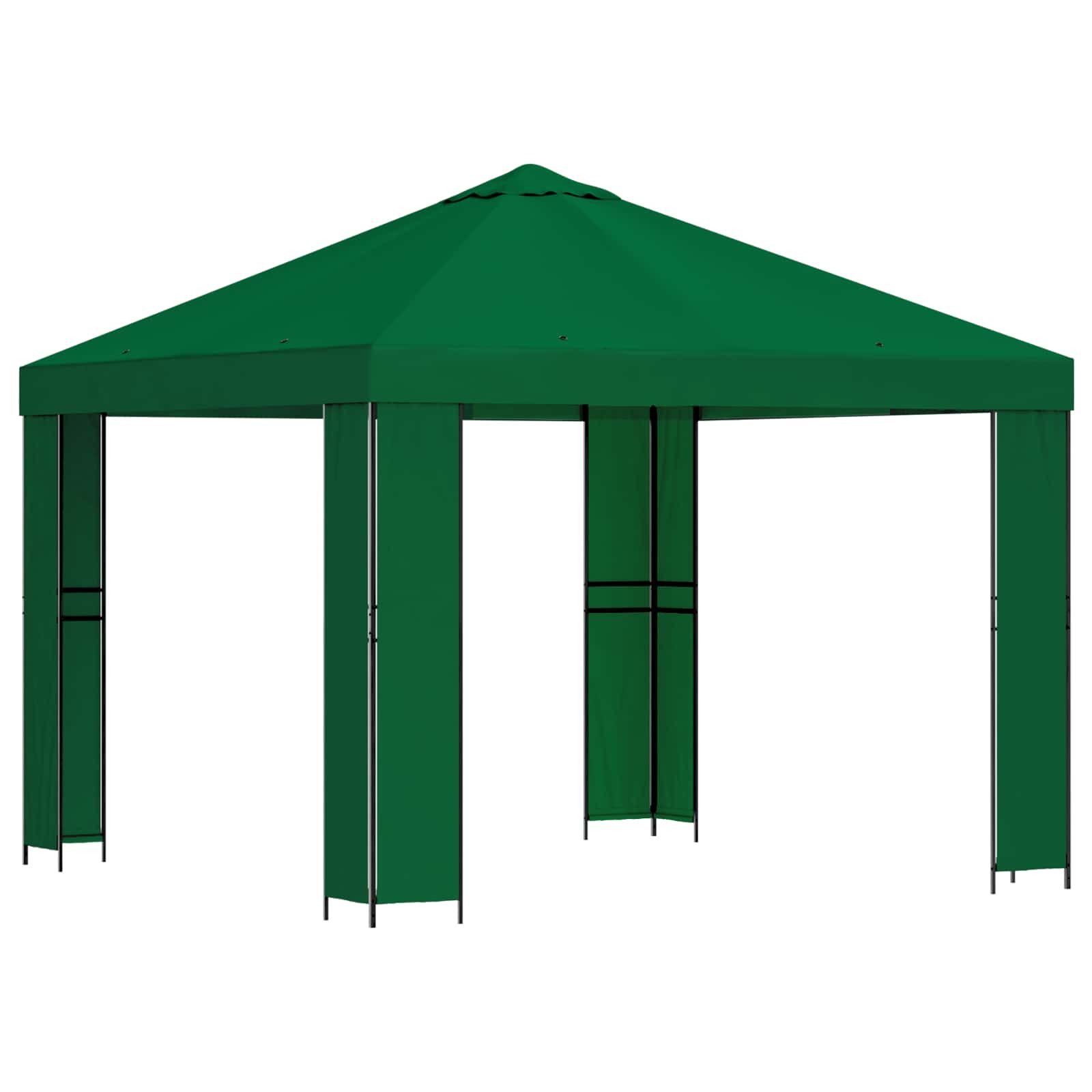 vidaXL Partyzelt Pavillon 3 x 3 m Grün Polyester und Stahl 190