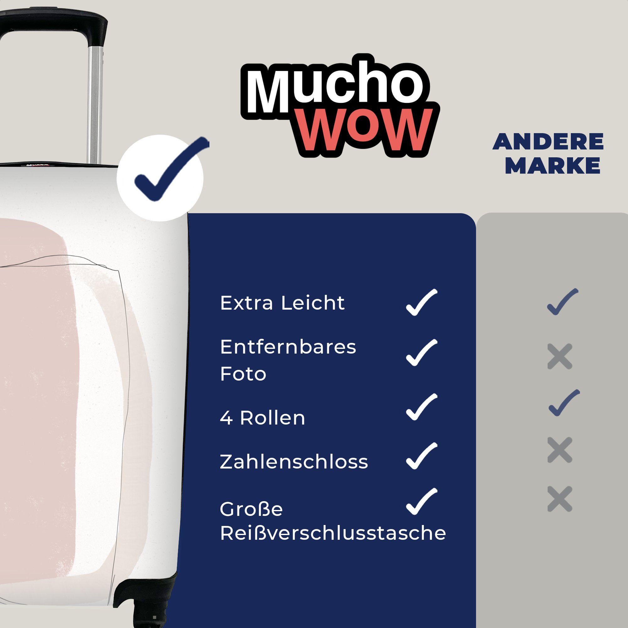 MuchoWow Handgepäckkoffer Trolley, für - Reisetasche Pastell Reisekoffer rollen, Design, Ferien, - Handgepäck mit Rollen, 4 Abstrakt