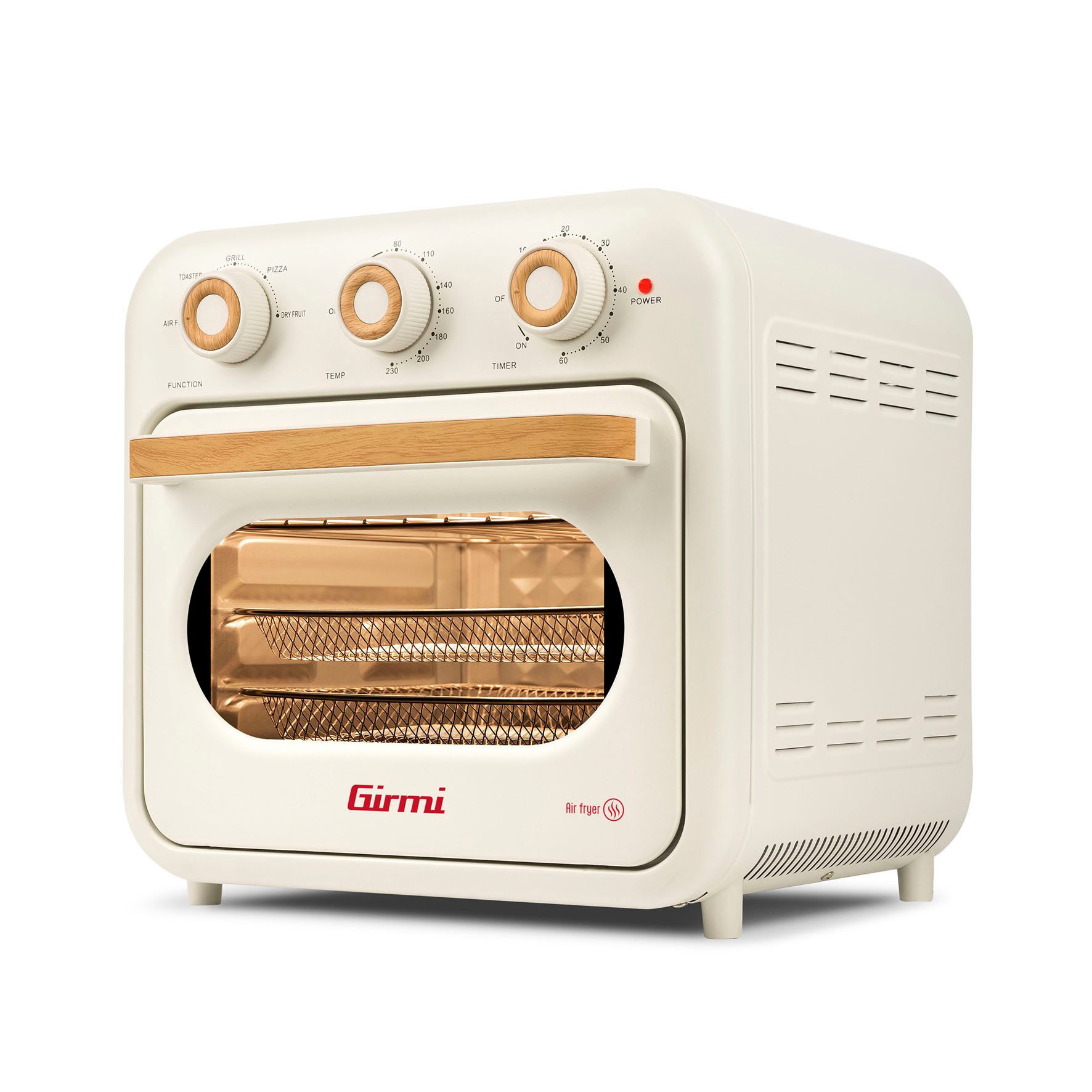 Girmi Heißluftfritteuse FG2901 Ecofrit FG29, 22 Liter, Maxi-Lüfter, bis 230°C, 1630 W, 5 Programme, Innenbeleuchtung, Rezeptbuch, Zubehör