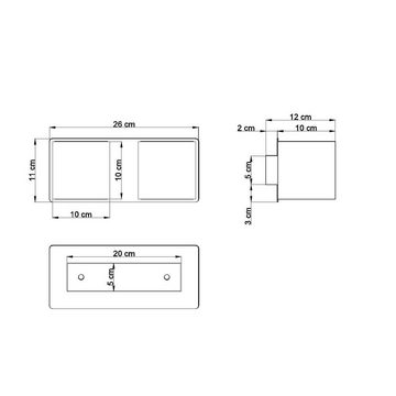 etc-shop Wandleuchte, Leuchtmittel nicht inklusive, Wandleuchte Wandlampe ALU Grau UP & DOWN 2-flammig L 26 cm Wohnzimmer