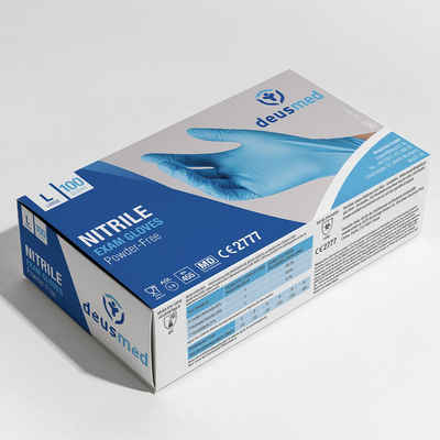Deus21 Nitril-Handschuhe Nitril Einweghandschuhe - Blau 100 Stück/Box