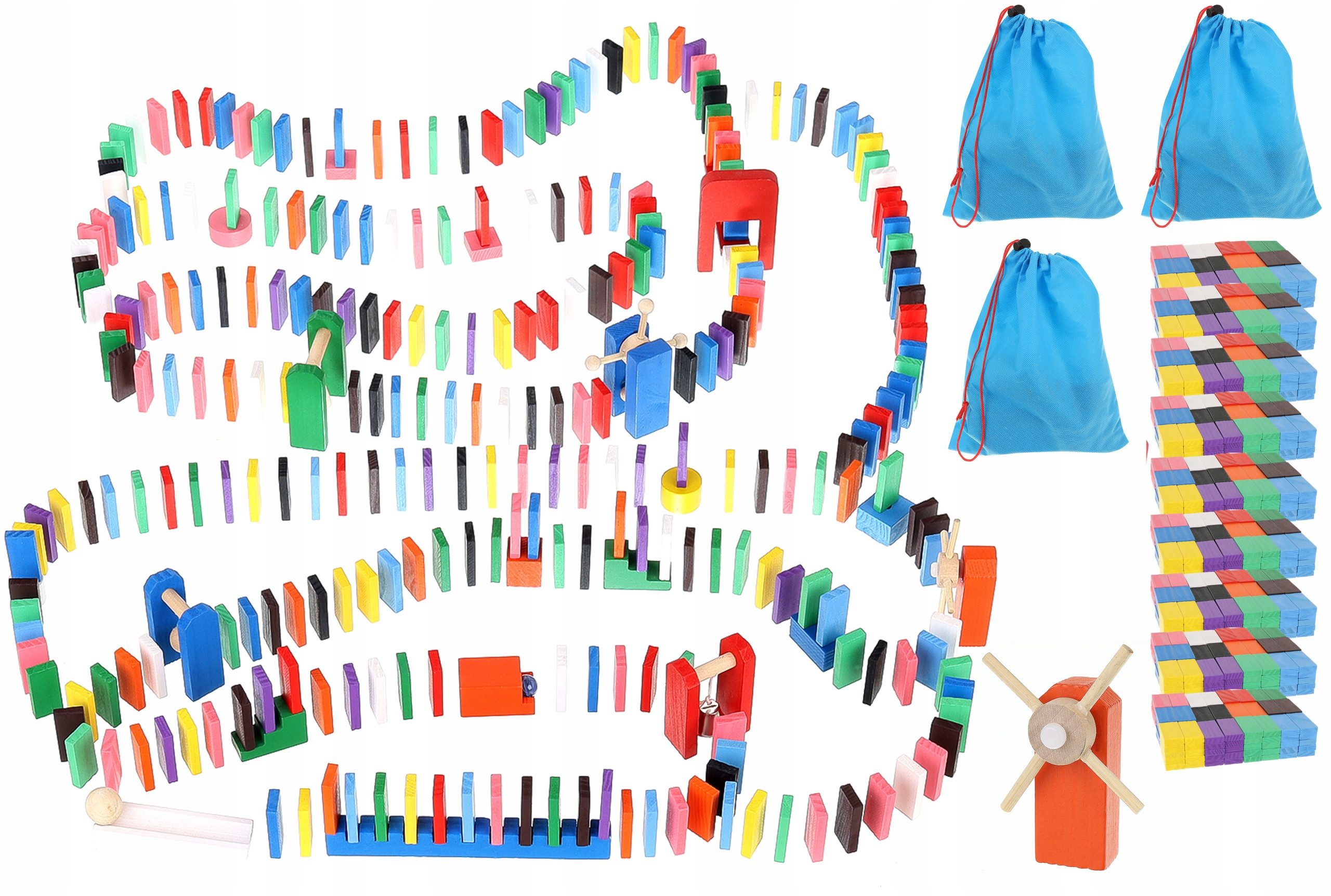 KRUZZEL Spielesammlung Dominosteine Domino Set Holz für Kinder Hindernisse 1080 Stück