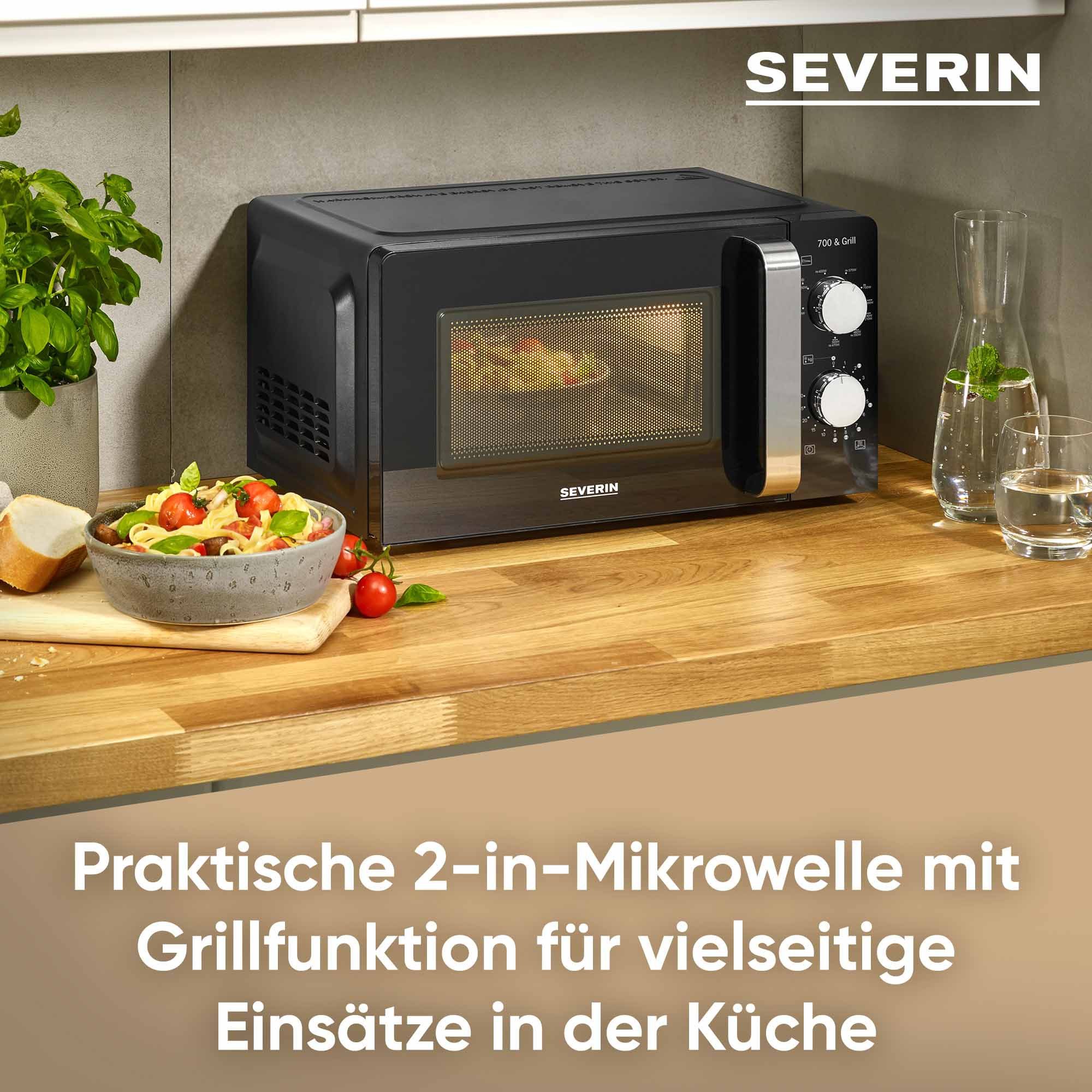 Severin Mikrowelle MW 7781, mit Grillfunktion 2-in-1, Grill, Mikrowelle, 17 l, Kompaktes und schmales Design, Mikrowelle und Grill sind kombinierbar