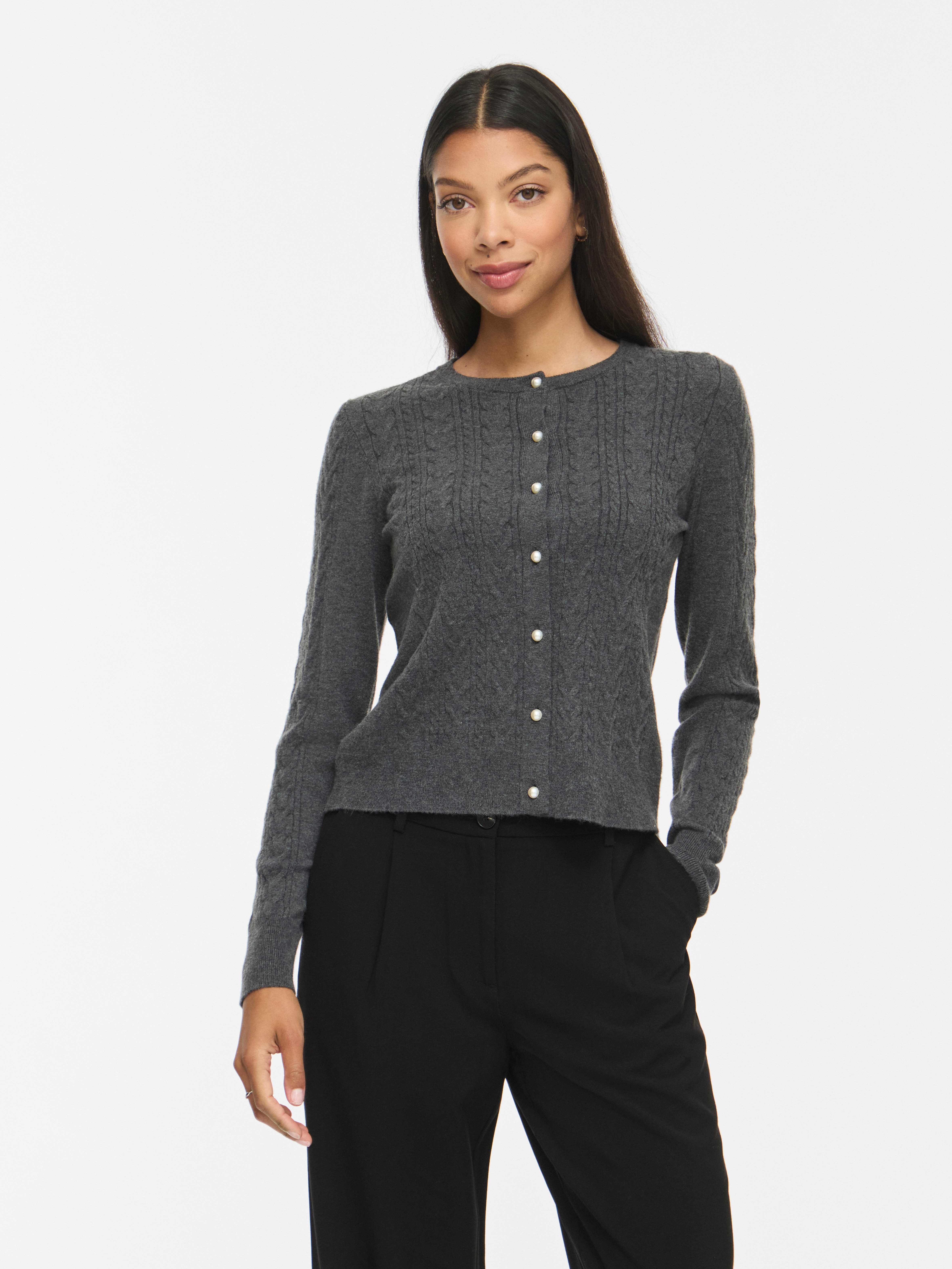 Vila Strickjacke VIKERRY CABLE L/S KNIT CARDIGAN-NOOS Materialmix, normal geschnitten