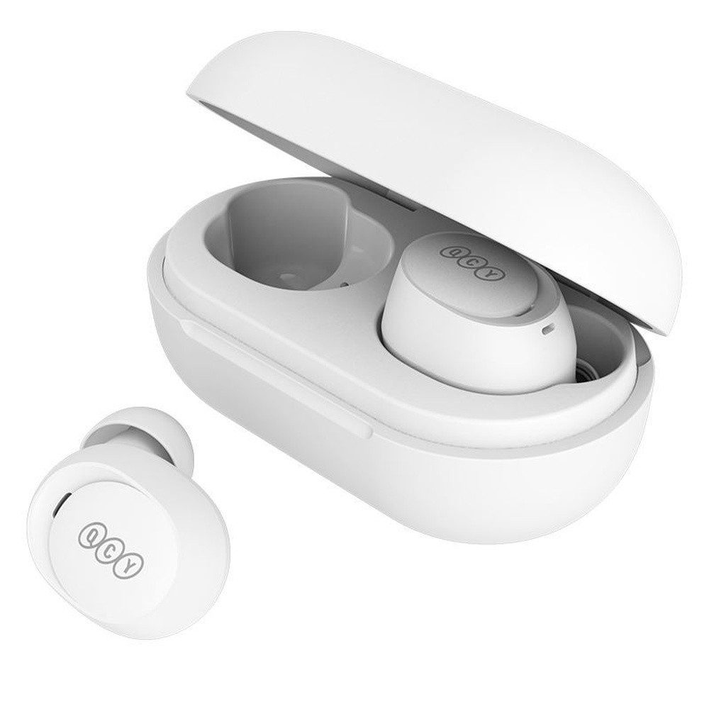 QCY QCY - T27, komplett kabelloser In-Ear-Kopfhörer mit Ladecase, weiß wireless Kopfhörer