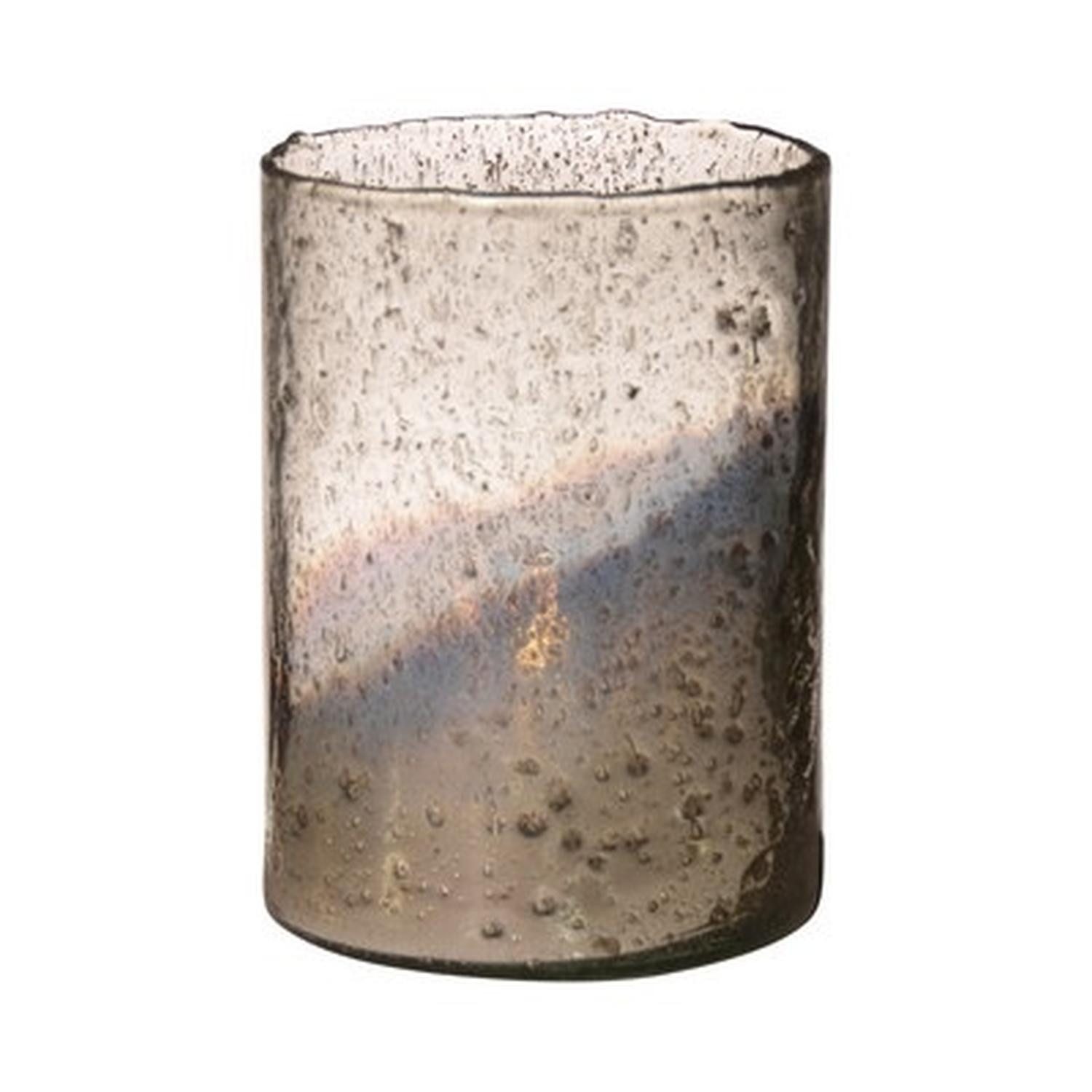 INNA-Glas Dekovase Blumenvase GOLIAT aus Glas, antik-Silber, 20 cm, Ø 15 cm