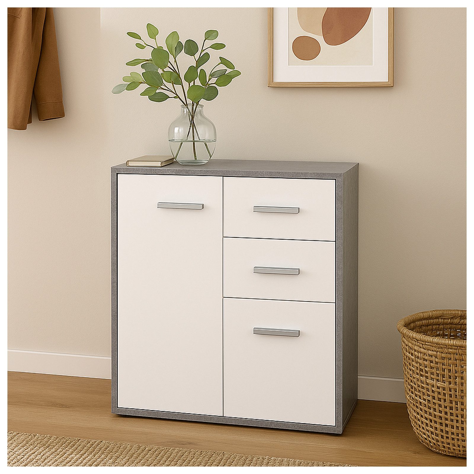 HTI-Living Sideboard Kommode mit 2 Schubladen Nina Beton Weiß (Stück, 1 St. günstig online kaufen