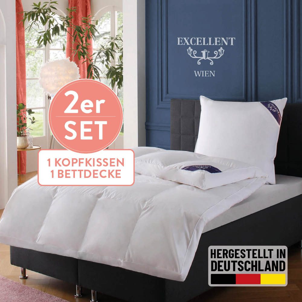 Excellent Daunenbettdecke + 3-Kammer-Kopfkissen Wien, Füllung: günstig online kaufen