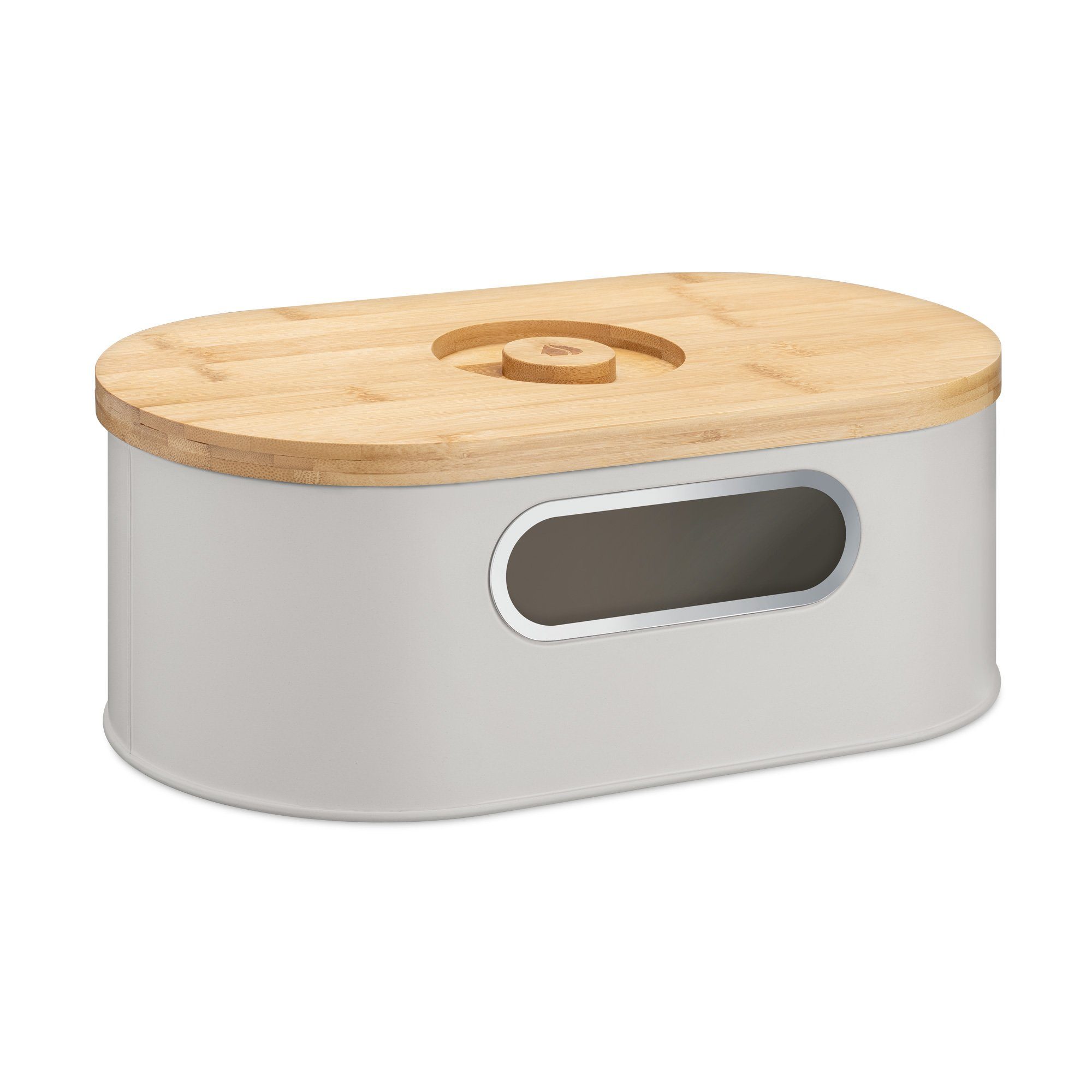 Navaris Brotkasten Brotbox mit Holzdeckel - Brottopf Küche aus Bambus oval, Eisen