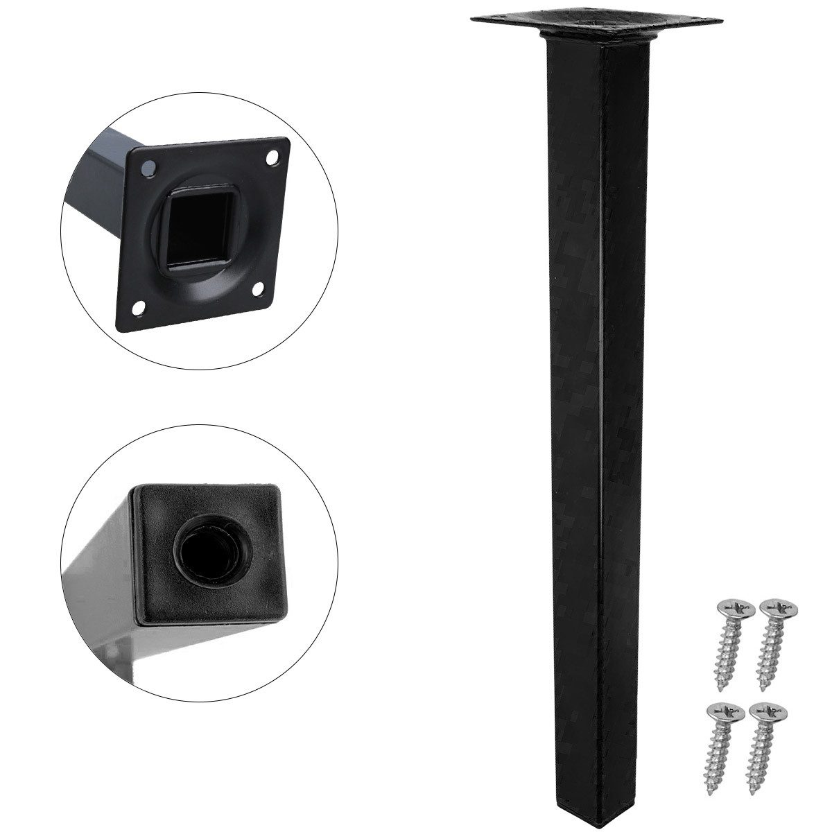 Möbelfuß Möbelbein Schwarz Eckig 25x25mm Stahl Möbelstütze