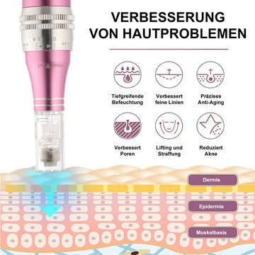 LETGOSPT Mikrodermabrasionsgerät Profi Dermapen, Elektrische Microneedling Pen 0mm-2.5mm, Mit 7 Stufen, für Gesicht Hautverjüngung(Inkl.12 köpfe Patronen)
