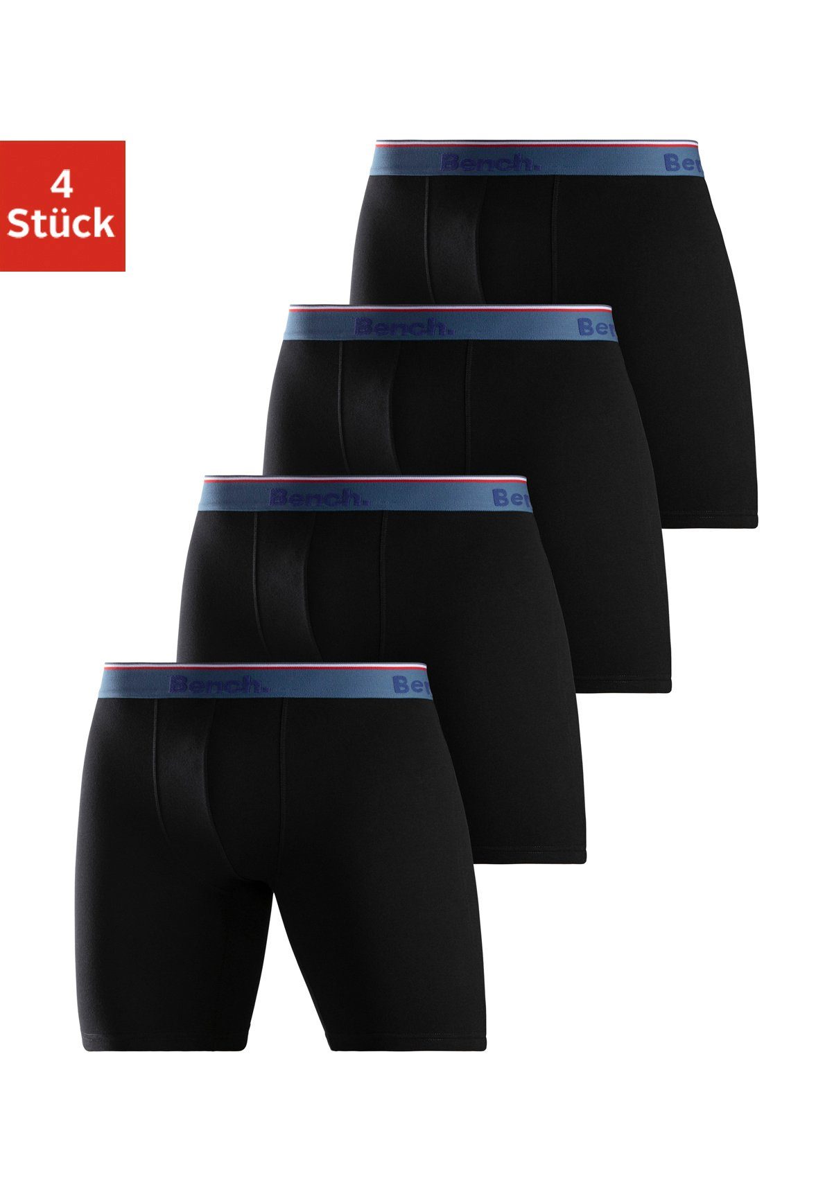 Bench. Langer Boxer (Packung, 4-St) Unterhosen mit schmalen Streifen im Logo-Webbund. € 34,99, (€ 8,75 pro 1 Stk).