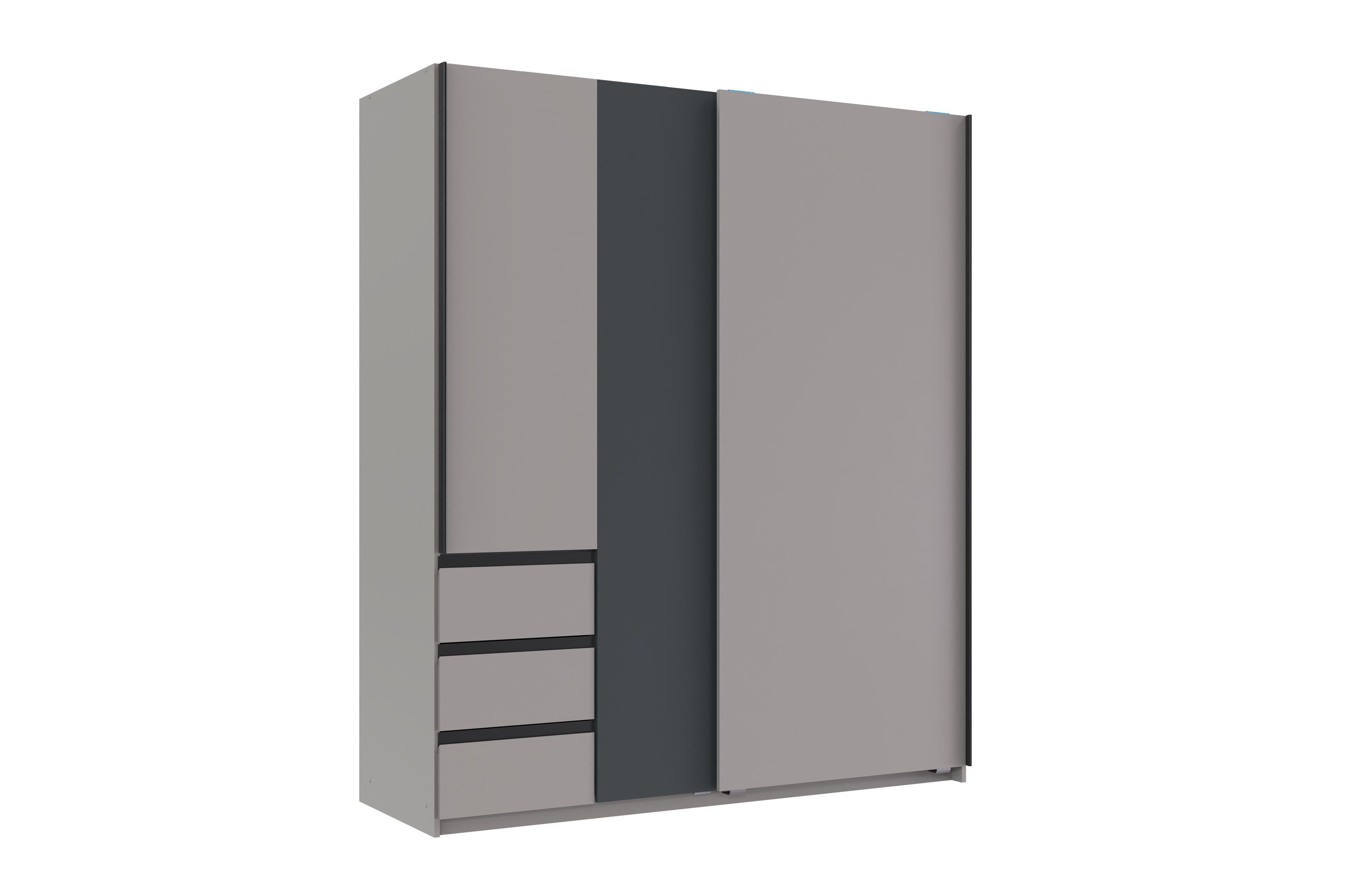 freiraum Schwebetürenschrank Stade in SAHARAGRAU / GRAPHIT - 168x198x63cm (BxHxT)