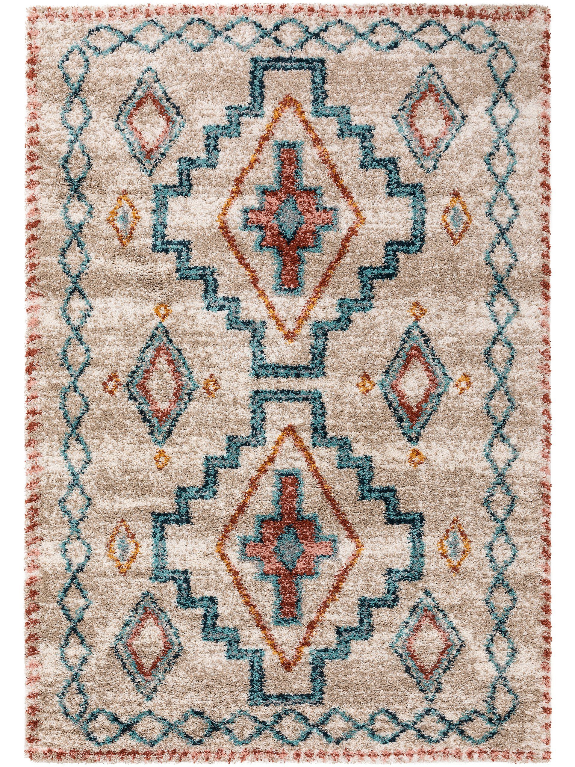 Hochflor-Teppich Gobi, benuta, rechteckig, Höhe: 21 mm, Kunstfaser, Berber, Ethno-Style, Wohnzimmer