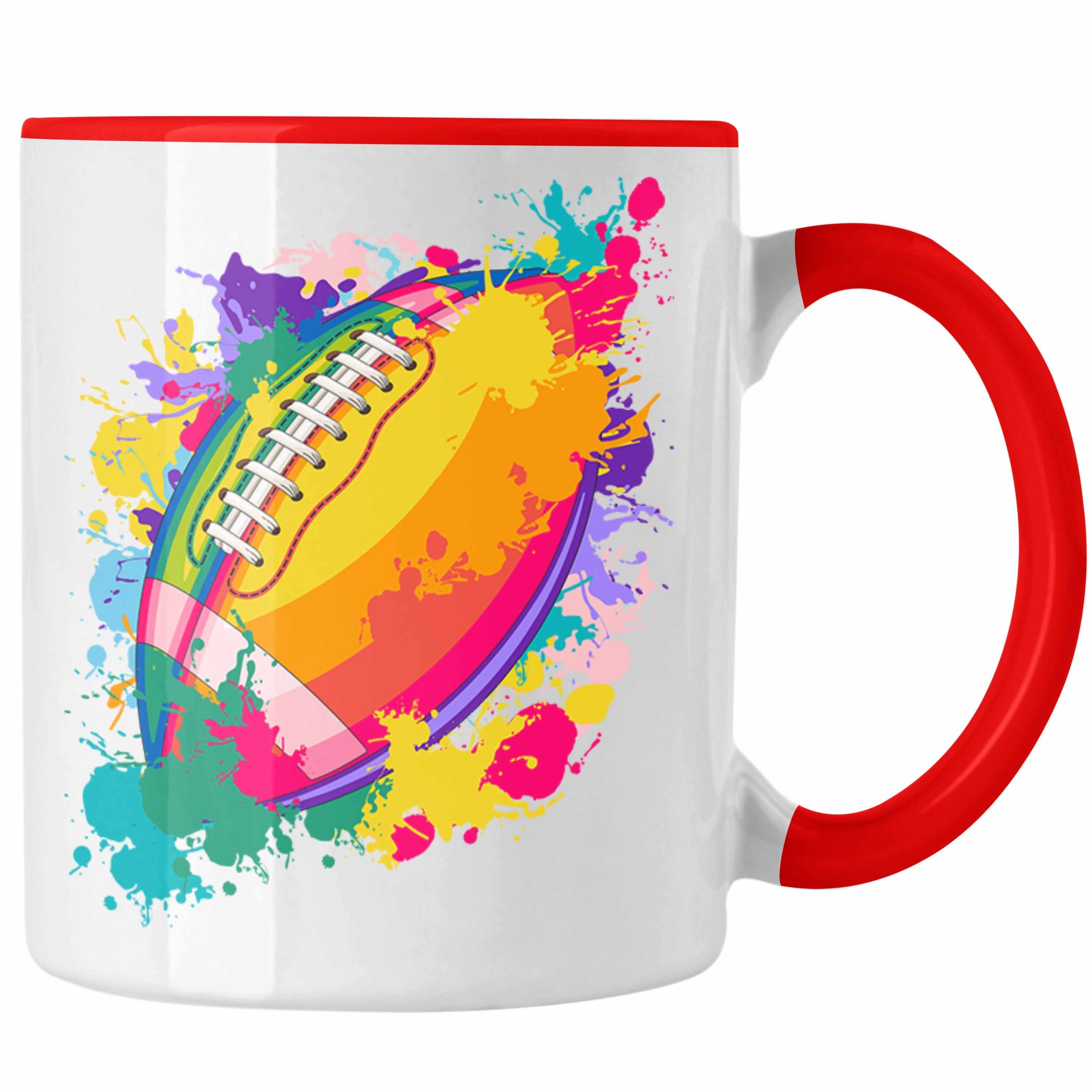 Trendation Tasse American Football Tasse Geschenk Football-Spieler Geschenkidee Rot