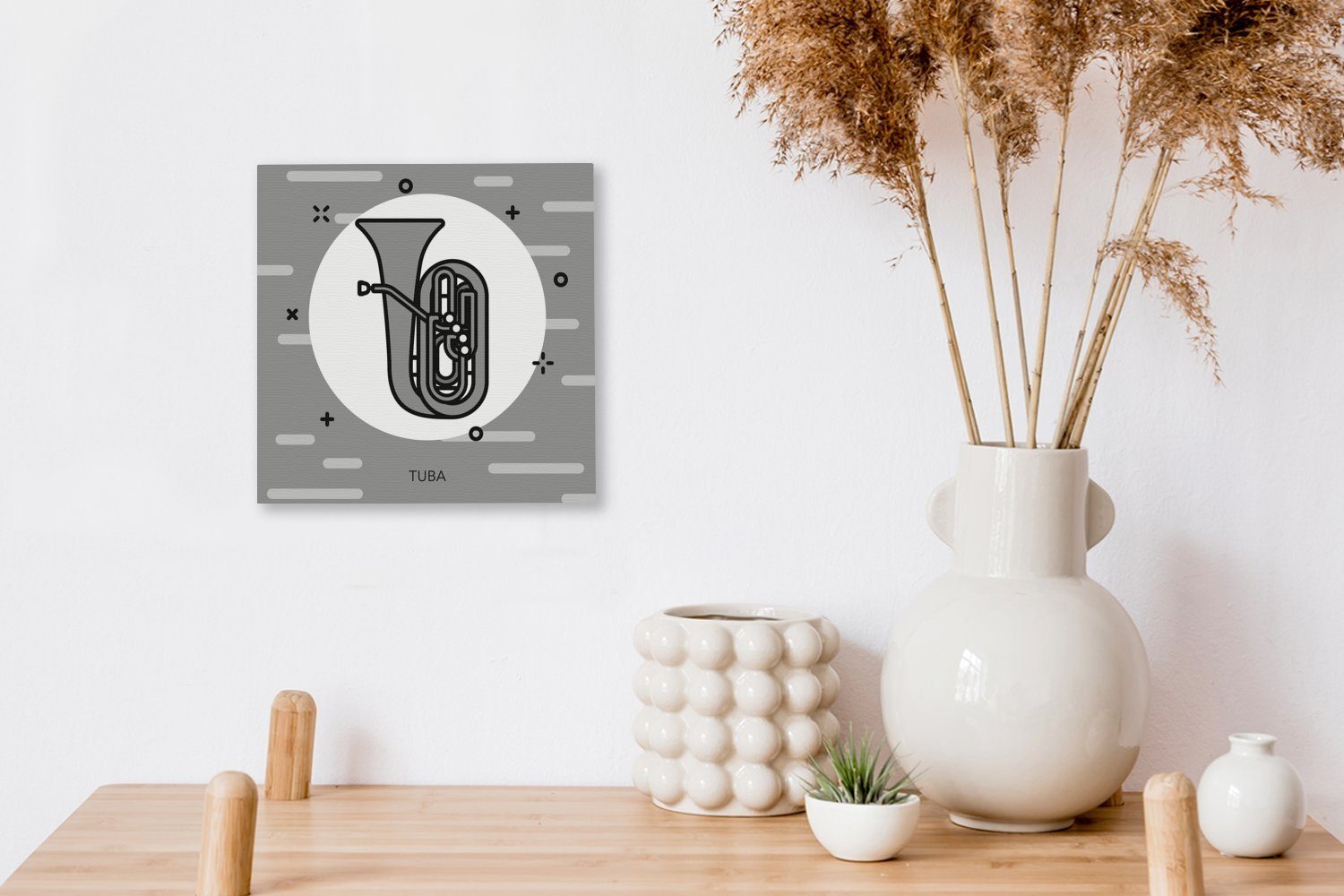 Tuba Illustration einer weiß, Schlafzimmer gelben und Leinwandbild St), für OneMillionCanvasses® Bilder (1 - Piktogramm Wohnzimmer Leinwand schwarz