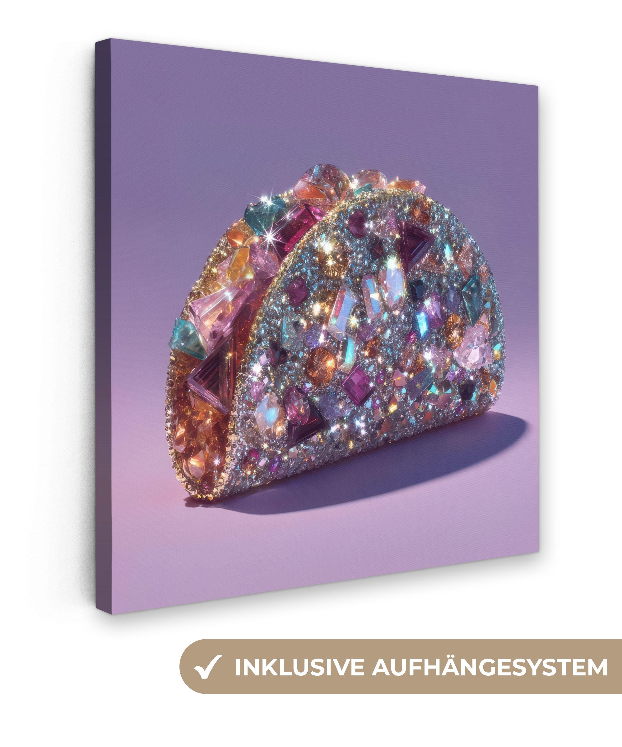 OneMillionCanvasses® Leinwandbild Edelsteine - Glitzer - Lila - Farbenfroh, Fotodruck (1 St), Wandbild, Deko Schlafzimmer Wohnzimmer Flur 20x20 cm
