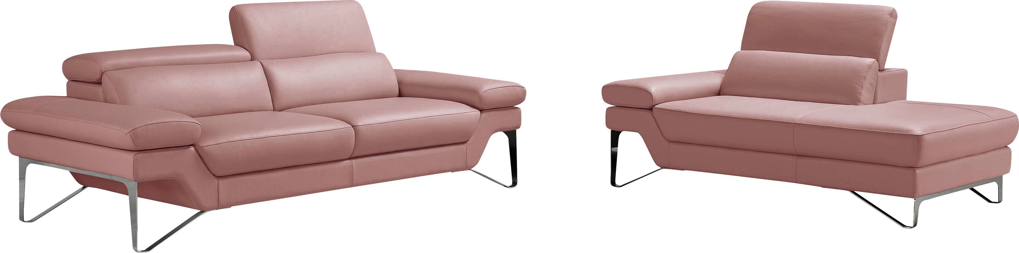 Egoitaliano Polstergarnitur Princess Design und Sitzkomfort im Einklang, bequem und hochwertig, Set aus 2,5 Sitzer und Ottomane, Kopfstützen manuell verstellbar