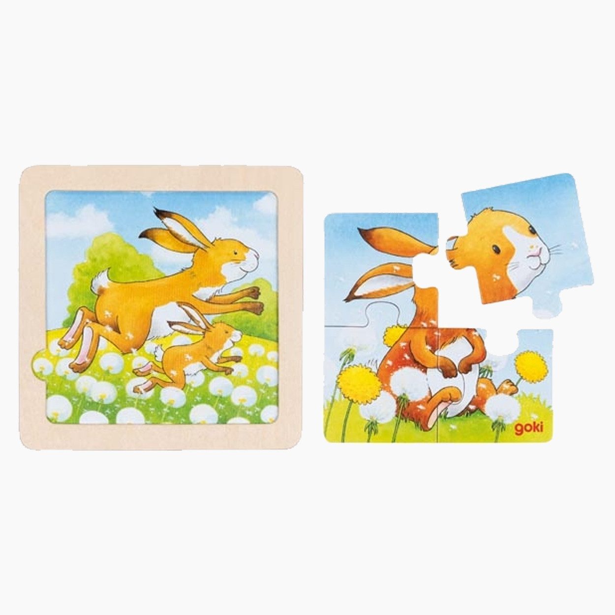 goki Rahmenpuzzle Hintergrundbildpuzzle Tierkinder 4er Set, günstig online kaufen