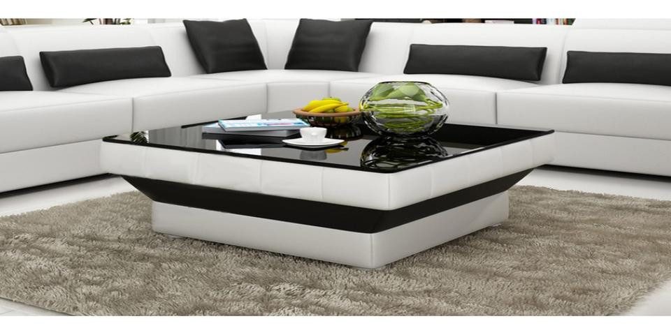 Xlmoebel Couchtisch Designer Couchtisch #8009 aus Leder mit Glasplatte (Couchtisch Modell " SB 8009), Hergestellt in Europa