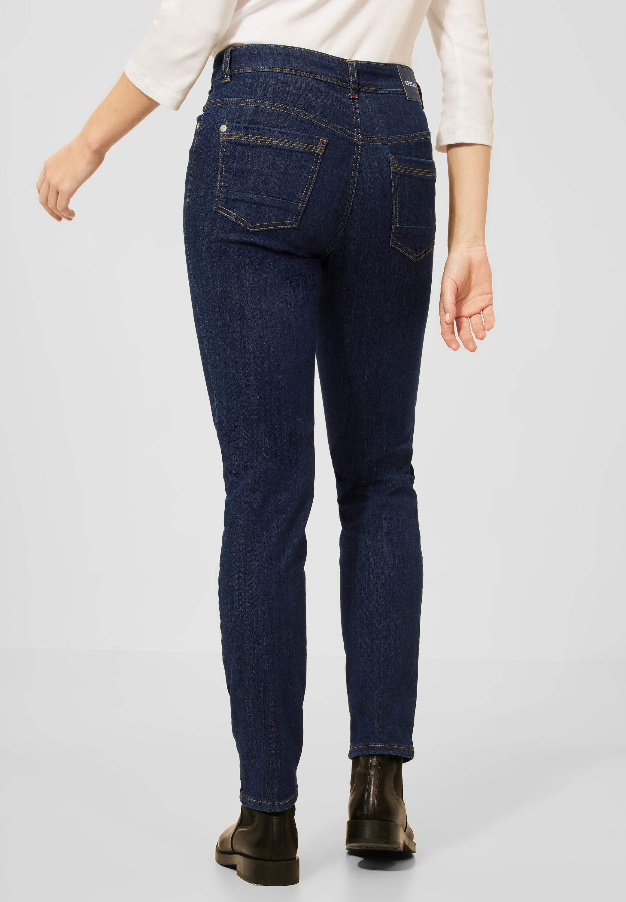 Damen Jeans Cecil Slim-fit-Jeans CECIL - Slim Fit Jeans in Rinsed Wash (1-tlg) Taschen