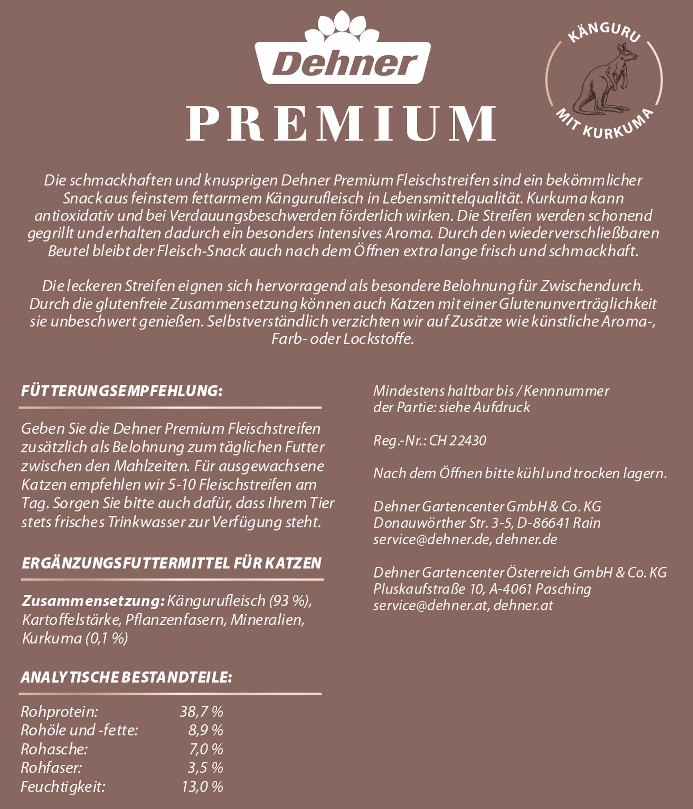 Dehner Dehner Premium Katzensnack Kängurufleisch mit Kurkuma, 45 g Känguru, Snack für: Katze