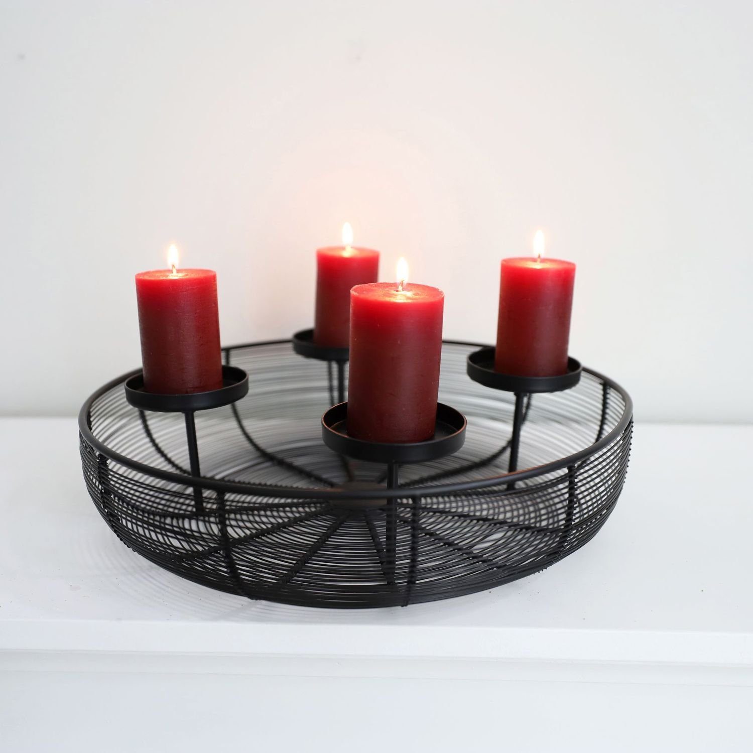 BURI Adventsleuchter Metall-Adventskranz Ø36cm mit Metallschale Weihnachtsd günstig online kaufen