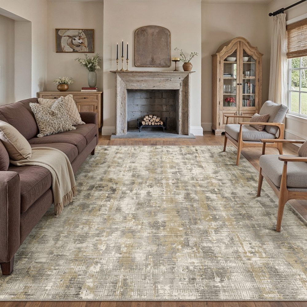 PURECOZY Teppich kurzflor, Wohnzimmerteppich, rutschfester Teppich, Abstrakter Stil, rechteckig, Höhe: 6.1 mm, geeignet für verschiedene Innenräume, 60x90cm