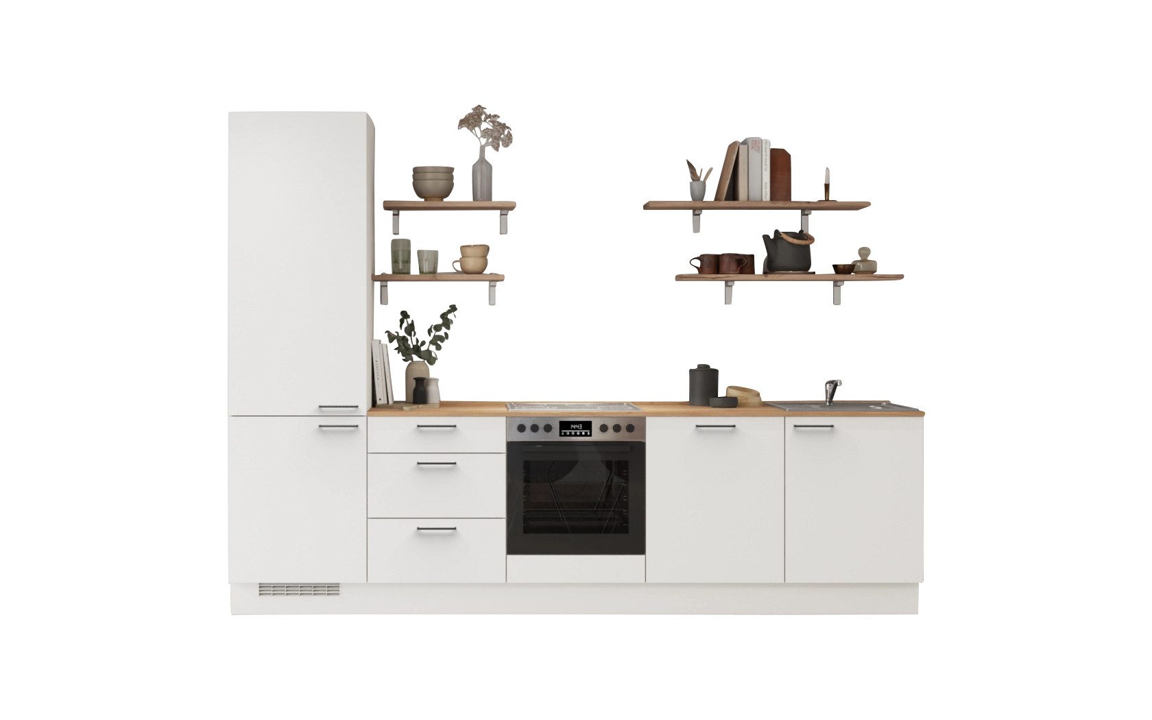 nobilia® Küchenzeile Lykke, individuell anpassbar, gratis Küchenplanung mit Profis, (Breite 360 cm), vormontiert, wahlw. mit E-Geräten, inkl. Lieferung