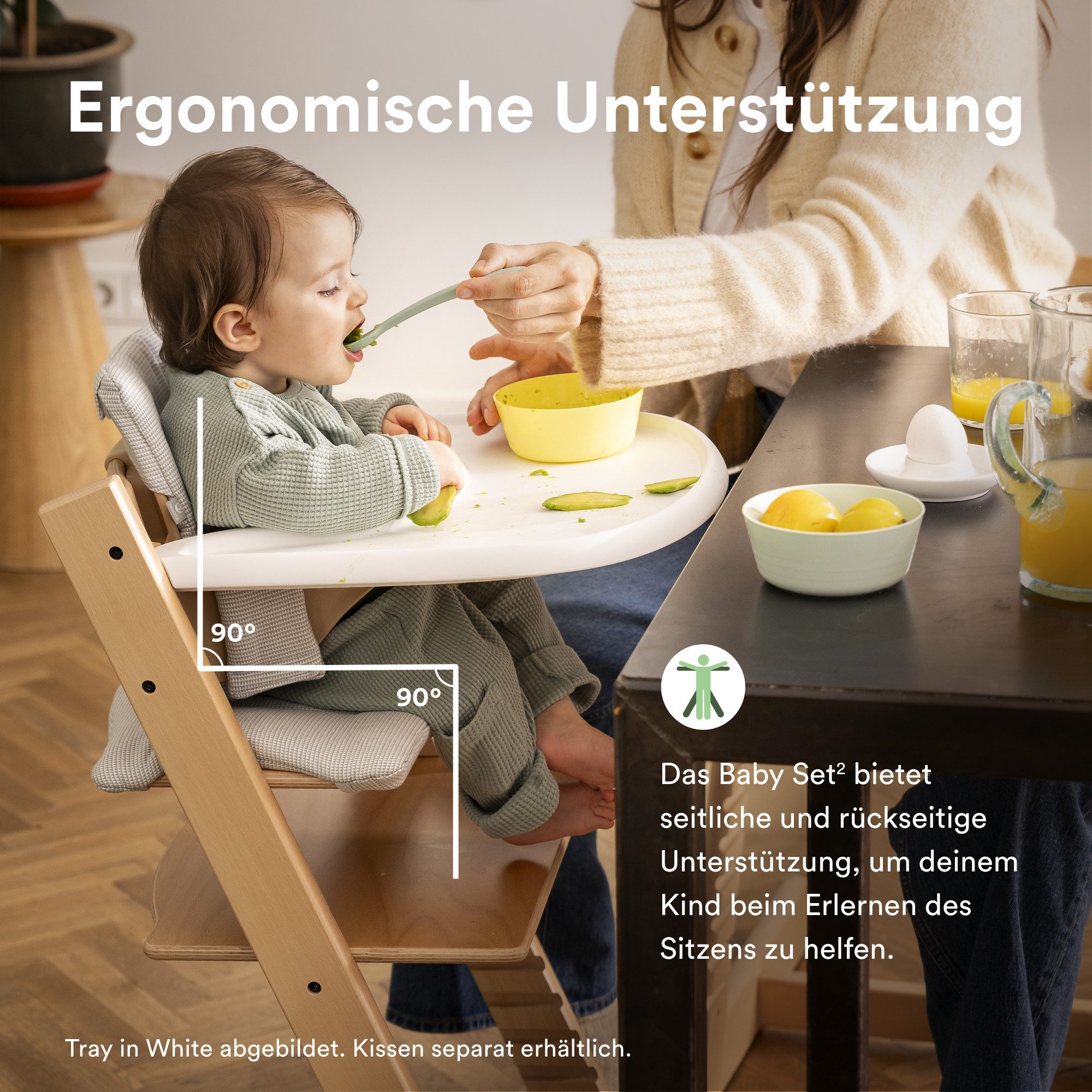 Stokke Hochstuhl Tripp Trapp Hochstuhl mit Baby set und Stokke Tray, für Kinder im Alter von 6-36 Monaten