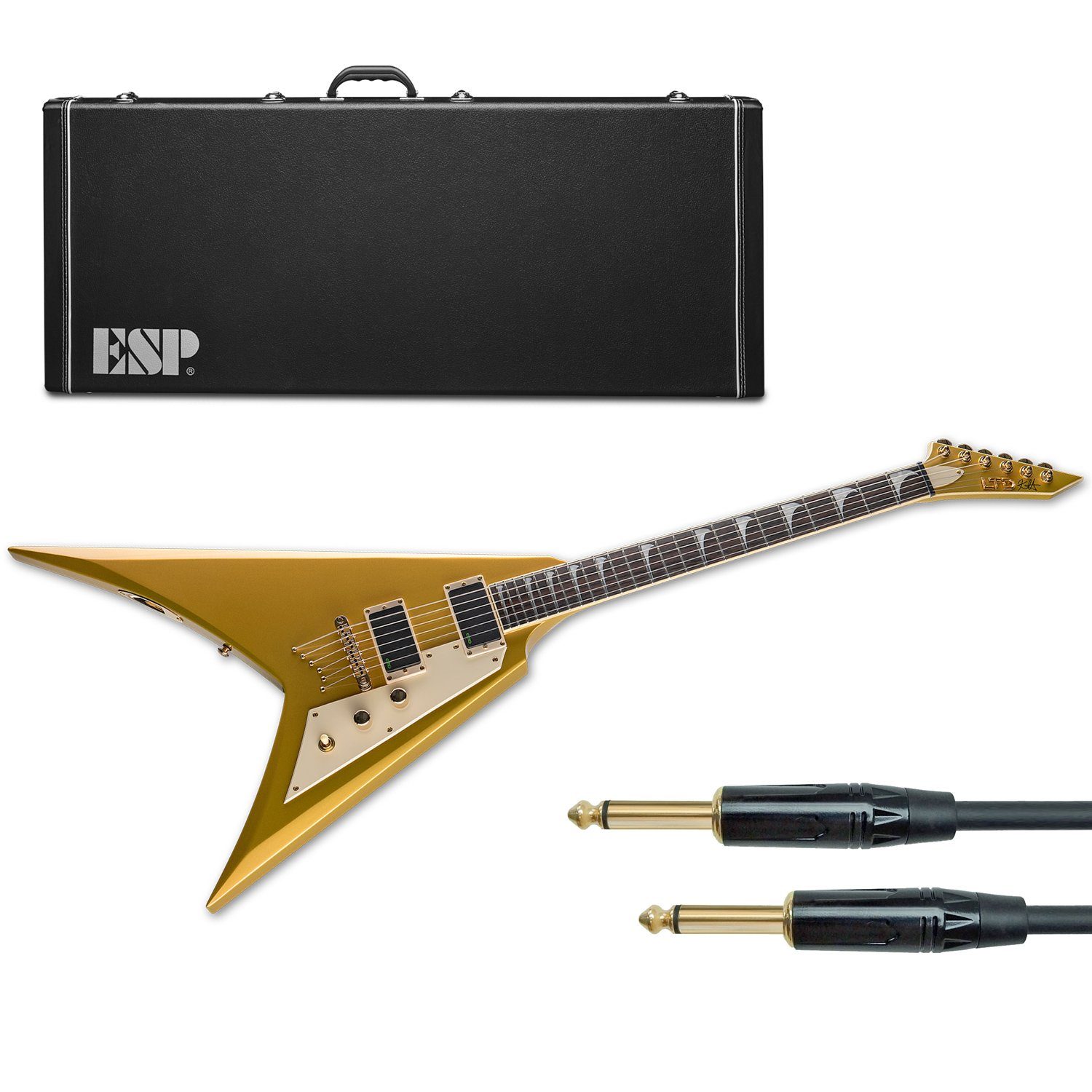 ESP E-Gitarre ESP LTD KH-V MGO Kirk Hammett Signature E-Gitarre mit Kabel, Mit Klinkenkabel