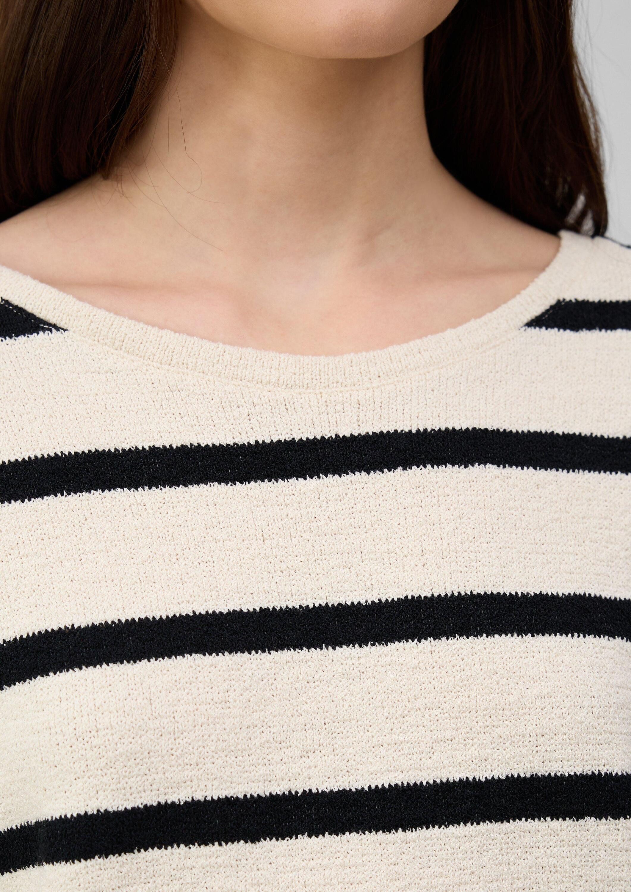s.Oliver Sweatshirt Sweatshirt Kurzarm-Sweatshirt aus Strickjersey mit überschnittenen Schultern