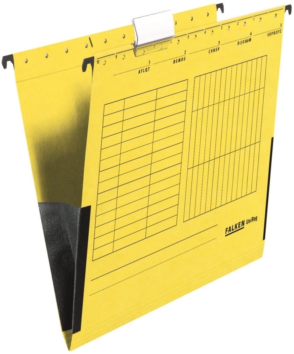 Falken Hefter Hängetasche A4 230g/qm mit Gewebefröschen gelb Packung mit 25 Stück