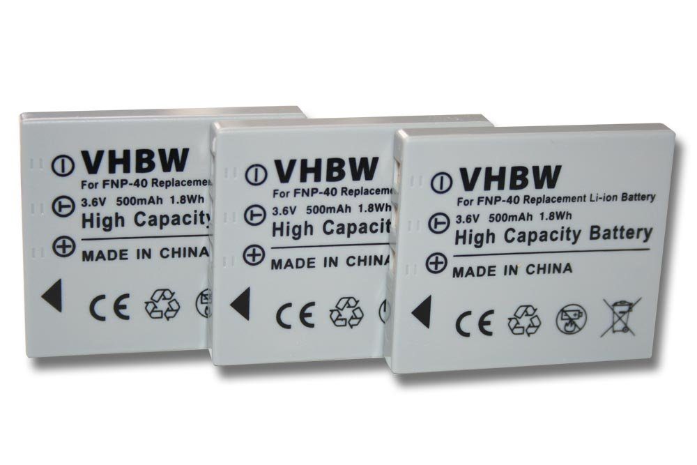 vhbw kompatibel mit Pentax Optio X, W20, W10, WPi, WP Kamera-Akku Li-Ion 500 mAh (3,6 V)