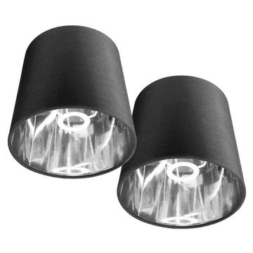 Navaris Lampenschirm 2x Lampenschirm Tischlampe E14 rund - 15,2cm - Schwarz Silber