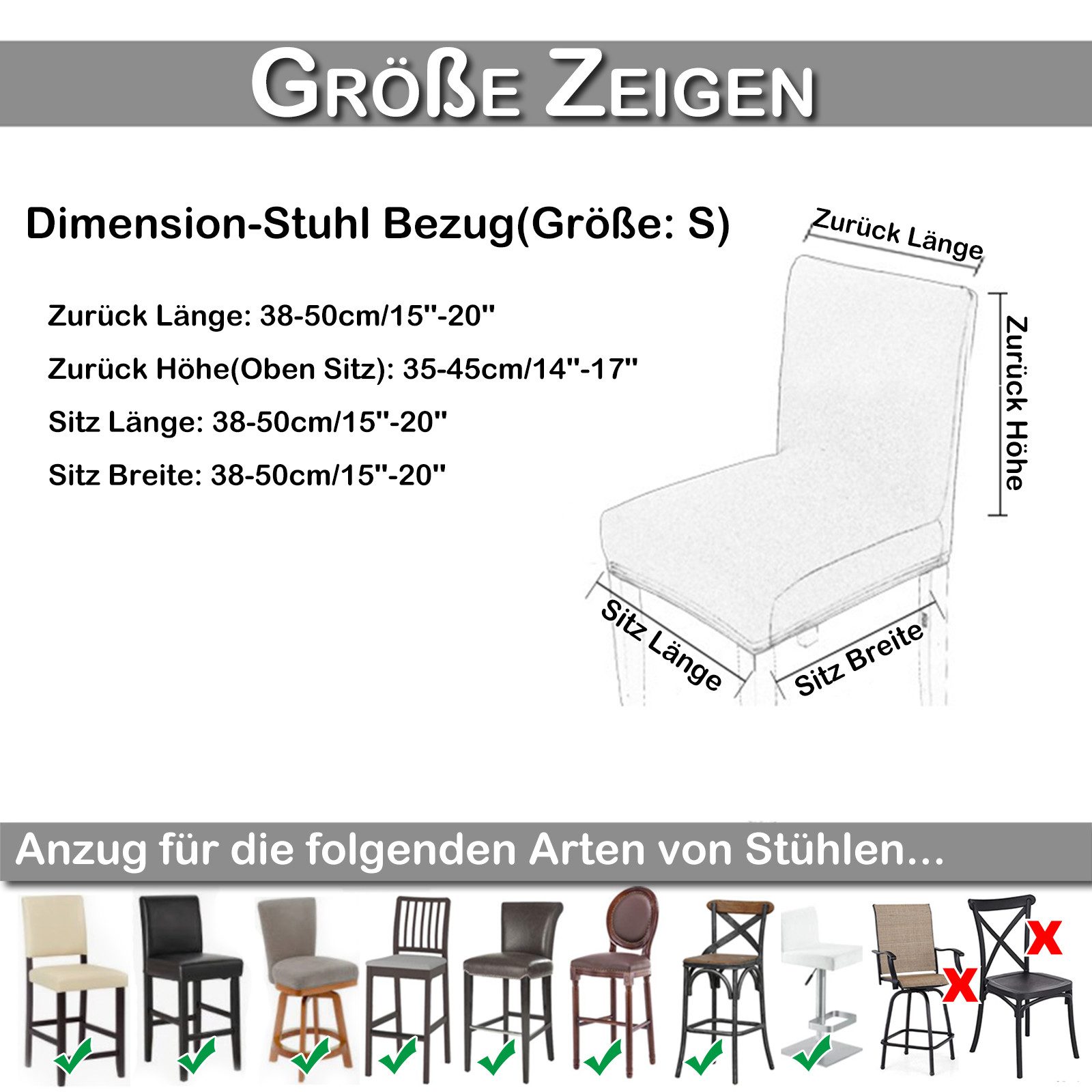 BTTO Stuhlhusse Barhocker Samt Stretch Stuhlbezug günstig online kaufen