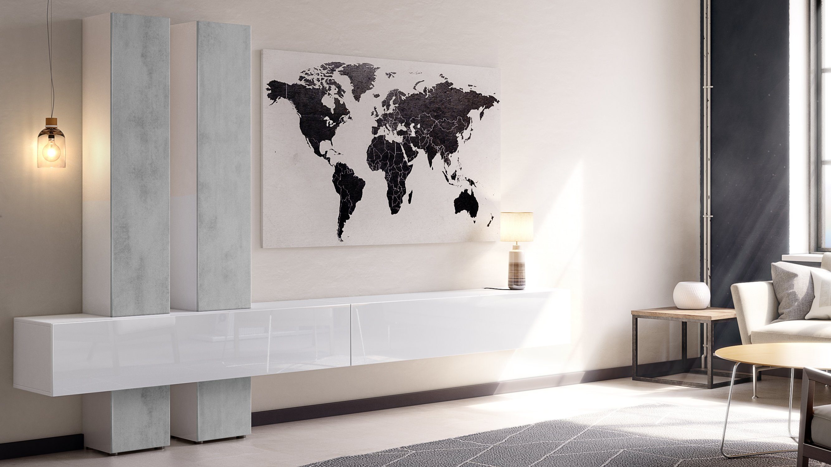 Vladon Wohnwand Moja, (Anbauwand, mit Rückwand mit 4 Türen und 2 Klappen), günstig online kaufen