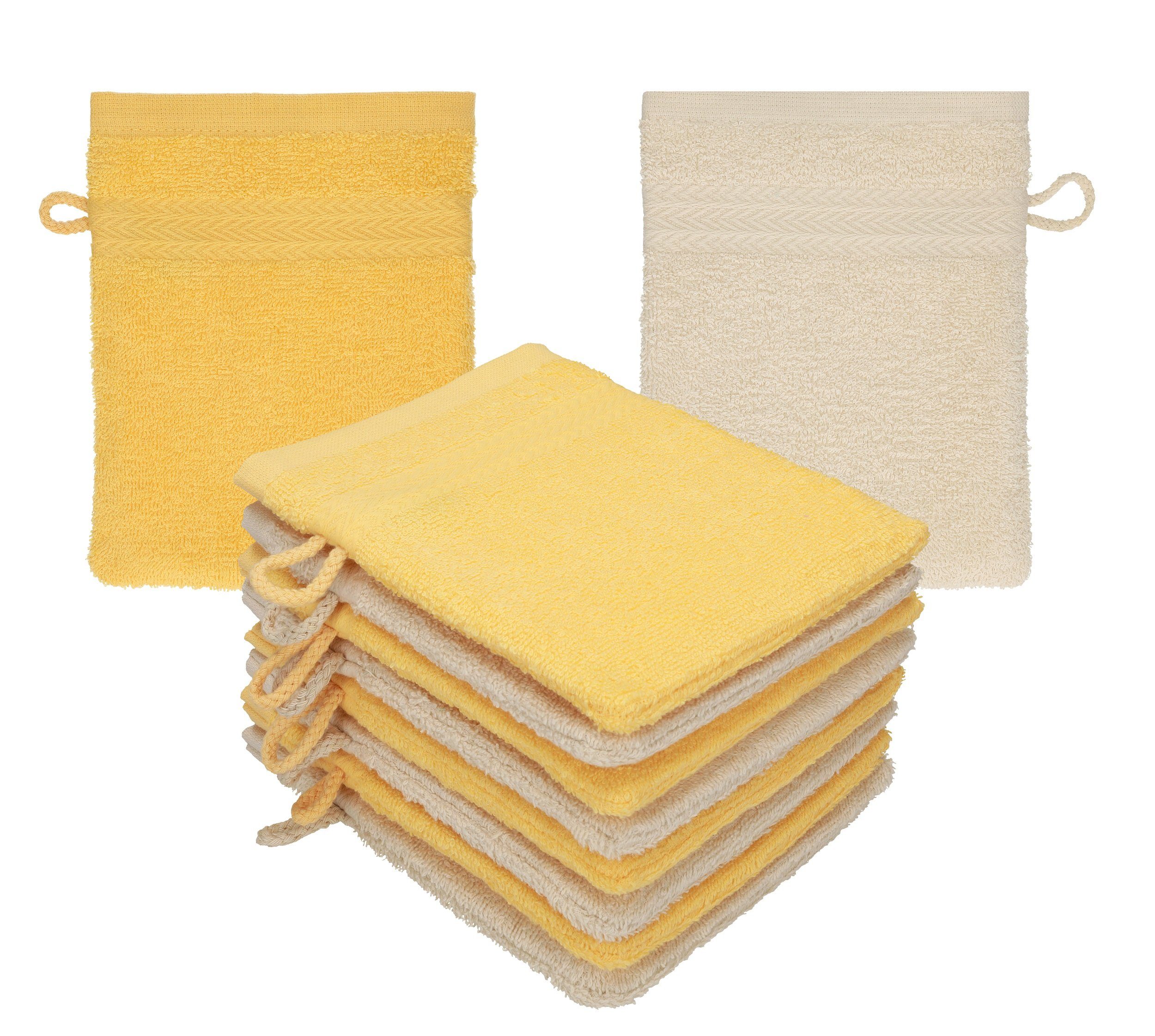 Betz Waschhandschuh 10 Stück Waschhandschuhe Premium 100% Baumwolle Waschlappen Set 16x21 cm Farbe honiggelb - Sand