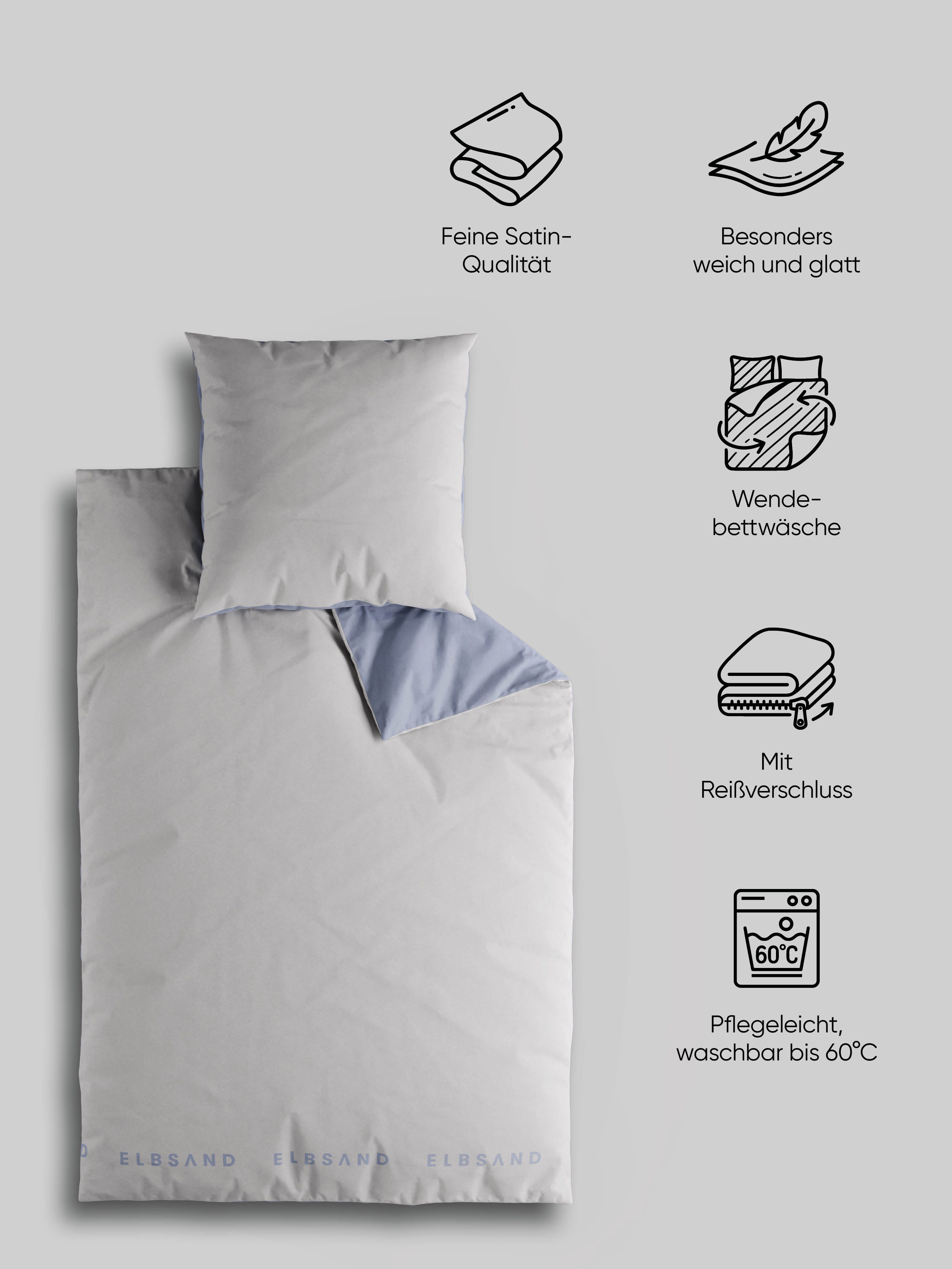 Elbsand Home Bettwäsche, 100% Baumwolle, Satin, 2 teilig