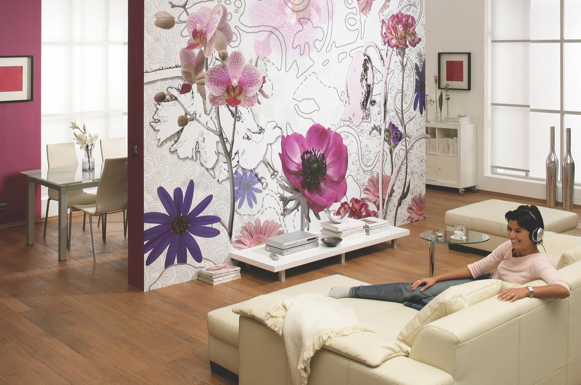 Komar Fototapete Purple - Größe 368 x 254 cm, glatt, bedruckt, Wohnzimmer, Schlafzimmer